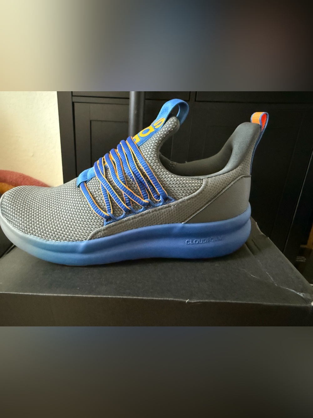 adidas Kids Gray and Blue Lite Racer Sneakers